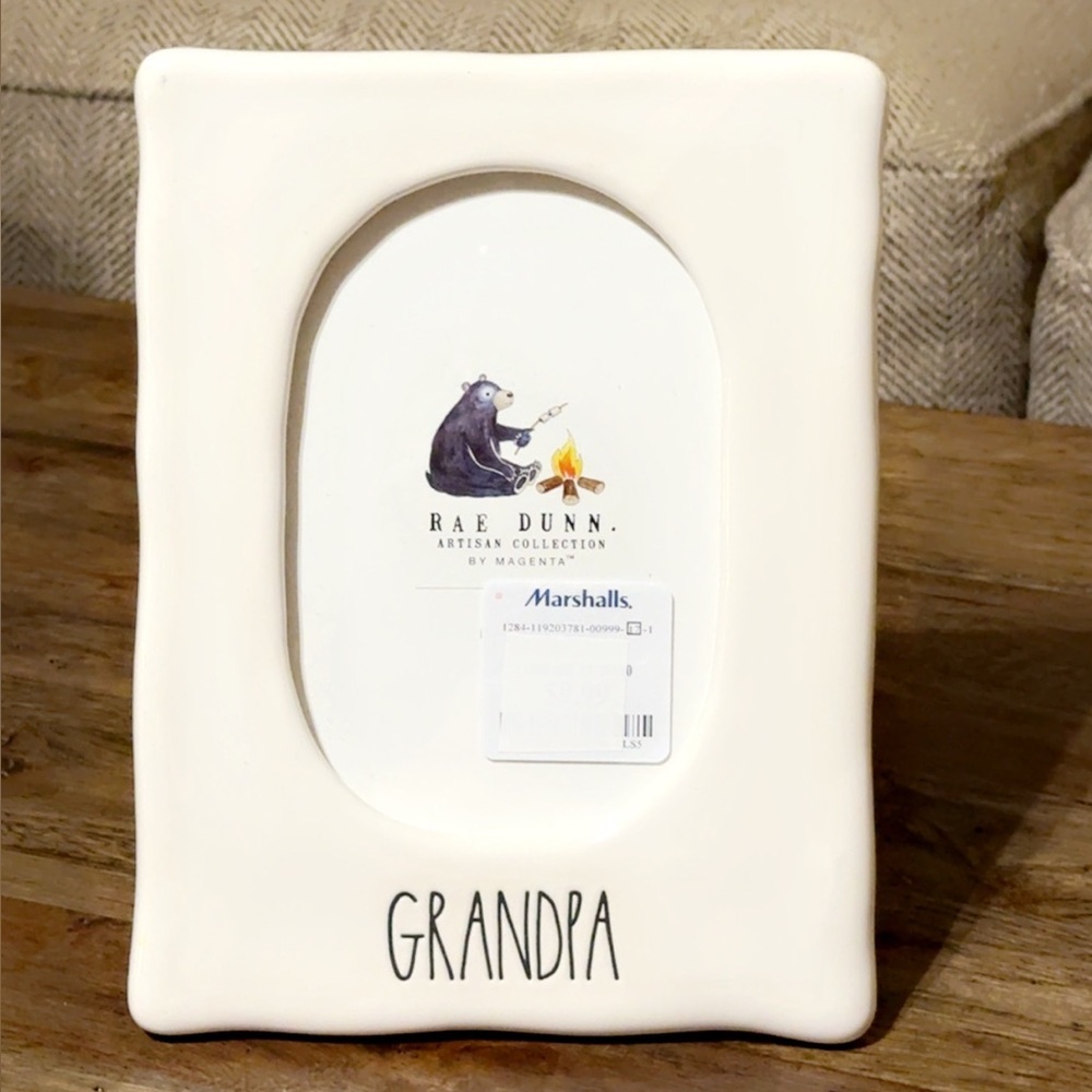 NWT Rae Dunn Magenta Ceramic White 'Grandpa' Picture Photo Tabletop Frame 4x6
